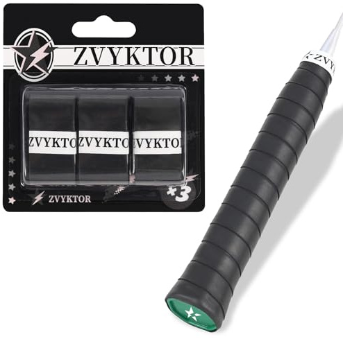 ZVYKTOR Tennis Racket Grip Tape 3 Pack, Ultra-Thin Soft for Tennis Grips Enhanced Tack, Sweat Control & Durability – Premium Racquet Overgrips for Tennis, Badminton & Pickleball (Black 3P Set)