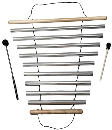 F Fityle Wind Chime 9 Tone,Meditation Chime Bell,Handheld Percussion Instrument Single Row Bar Chimes for Classroom Management Tool, silver