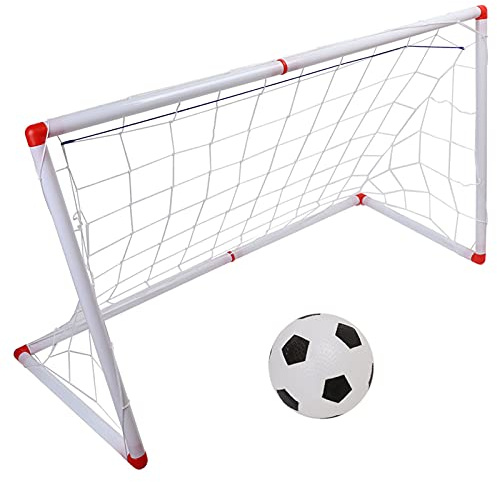 Cufaee Portería de fútbol, ​​Mini portería de fútbol para niños, Juego de Red de Poste con Bomba de Pelota para Juguete Deportivo para niños de Interior y Exterior (120cm)