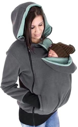 Bemonew Felpa con cappuccio premaman felpa con cappuccio premaman con a rimovibile 3 in 1 giacca in morbido cotone caldo per neonati giacca invernale comoda per mamma M