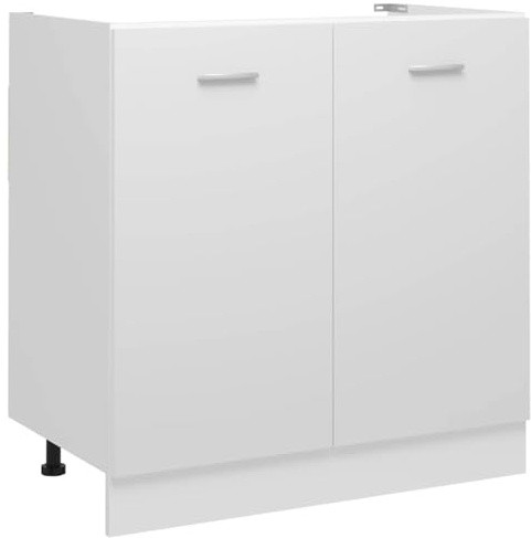 Zeehear Mobile lavandino Lione, bianco, 80 x 46 x 81,5 cm, in legno con 2 ante scorrevoli, per cucina e sala da pranzo, offre spazio