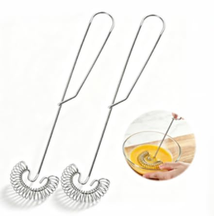 2 Batidores Espiral de Acero Inoxidable 304, Mini Varillas para Cocina, Batidor de Salsa y Huevos, Utensilio para Espumar y Mezclar, Apto Lavavajillas, Tamaño Compacto26.5cm
