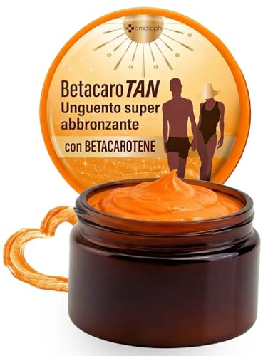CREMA ABBRONZANTE CORPO Accelleratore abbronzatura con Betacarotene per abbronzatura forte, con Vitamina E Olio di Ricino e Olio di Mandorle Dolci. Attivatore Abbronzatura, Ambioph