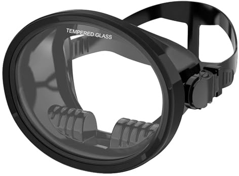 Maschera Snorkeling Mask Maschera subacquea ovale Maschera per la pesca subacquea Classico stile retrò Panoramica ampia vista Occhiali da sub Vetro temperato(AllBlack)
