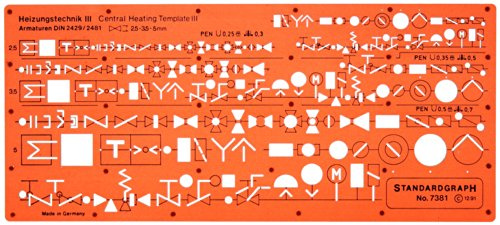 Standardgraph Deutschland Zentralheizung, mechanische Gebäudetechnik, Sanitär, Sanitär, Installation, HVAC-Symbole, Zeichnungsvorlage, Schablone