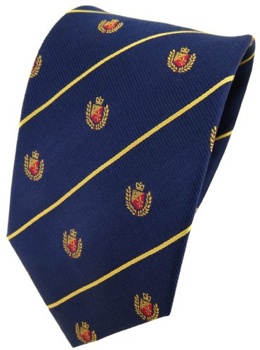 TigerTie Designer Seidenkrawatte in gestreift mit Wappenmuster gemustert