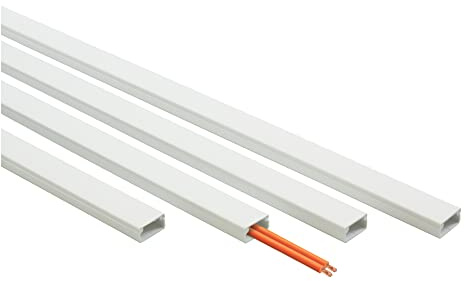 FAMATEL – Minikanal I 20 x 60 mm I Einfache Montage I Streifen von 2 m I Grau, Weiß