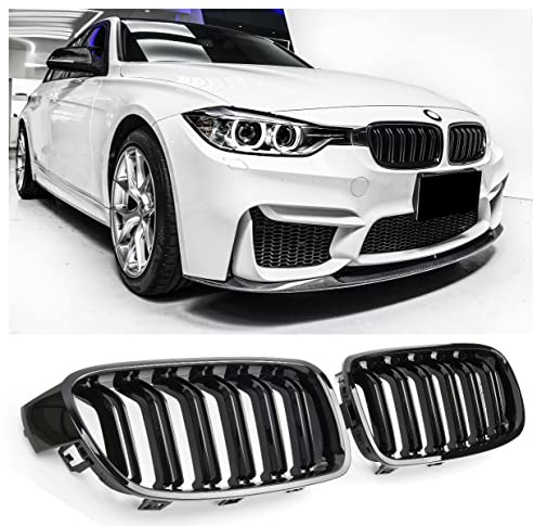 GCP PASST FÜR 3ER F30 F31 SPORT KÜHLERGRILL DOPPELSTEG GRILL GLANZ SCHWARZ