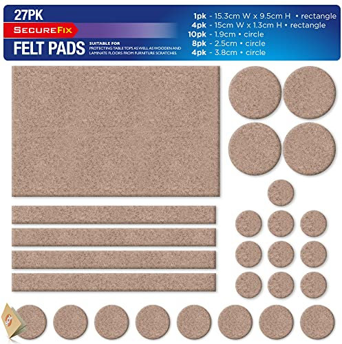 27pk Furniture Pads Floor Protectors | Felt Pads for Chair Feet | Leg Protectors for Furniture | Protect Floors