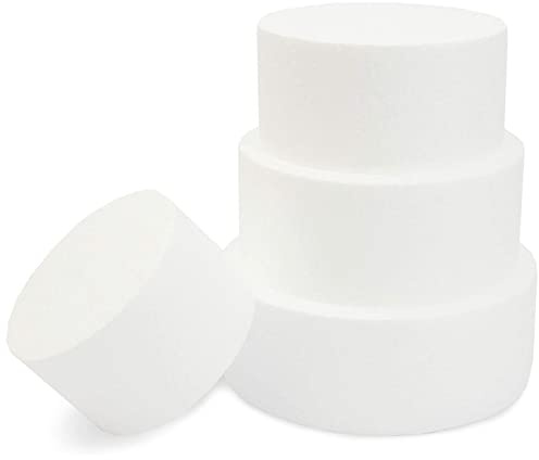 Bright Creations Foam Cake Rounds 4-Tier Dummy Set - 5, 6, 7 & 8-Inch Tiers, White - Dummy Cakes for Decorating Practice