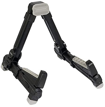 CASCHA Ukulelenständer aus Aluminium verstellbarer Ständer klappbar I Ukulelehalter A-Form rutschfeste Gummifüße Alu Ständer I Konzert Ukulele Ständer schwarz I Halter für Ukulele für Kinder