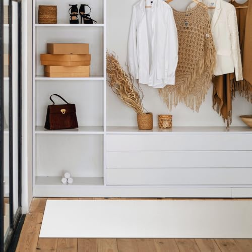 Olivo.Shop – Tapis de cuisine antidérapant et anti-taches en PVC facile à nettoyer (50 x 200 cm) Blanc