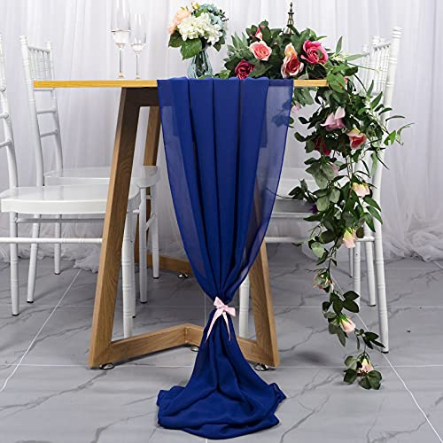 Chiffon-Tischläufer, königsblau, 73 x 305 cm, transparenter Party-Tischläufer, Hochzeitsempfang, Tischdekoration, Chiffon-Stoffvorhänge