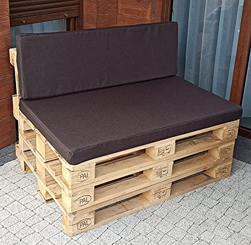 All4All Palettenkissen Sitzkissen für Europaletten Kissen Rückenkissen Bezug Schaumstoffplatte Paletenmöbel Gartenmöbel (Braun, Bezug+Schaumstoff 80x120cm)