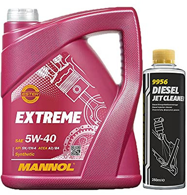 MANNOL 5l, 7915 Extreme 5W-40 API SN/CH-4 + Diesel Jet Cleaner Düsenreiniger - Kraftstoff Additiv 250 ml