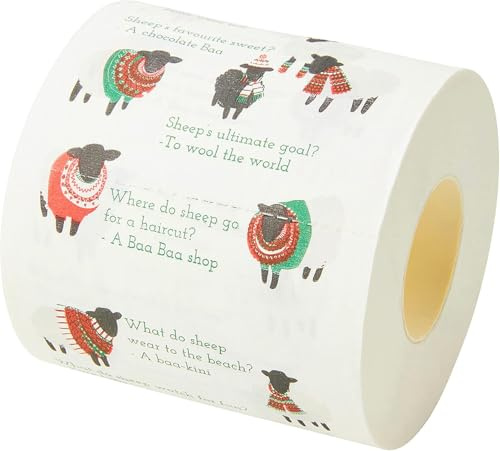 Talking Tables Weihnachts-Toilettenpapierrolle mit Schaf | Lustiges Badezimmerzubehör,