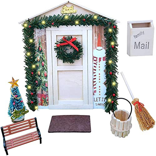 Ailovone Miniatur Weihnachten Set DIY Weihnachten Puppenhaus-Set Miniatur Weihnachtsbaum Girlande, Miniatur Schuhe Besen Miniatur-Puppenhausmöbel und Zubehör Mini Haus Ornament (Y1)