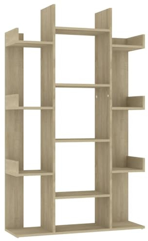 vidaXL Bücherregal 13 Fächer Standregal Aktenregal Wandregal Regal Büroregal Dekoregal Aufbewahrung Raumteiler Sonoma-Eiche 86x25,5x140cm Holzwerkstoff
