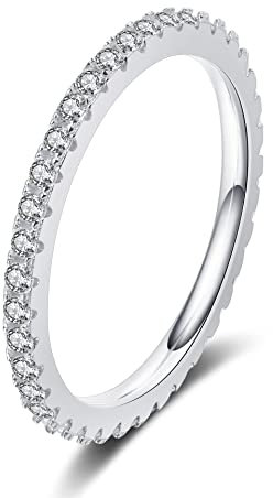 StarGems 0.57ct All Around Moissanit 925 Silber Platiniert Bandring B4466-0.57ct-4