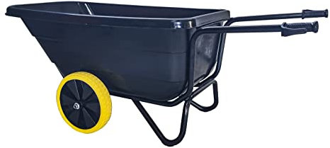 Kelberg 400L Schubkarre 2-Rad PU Lite Hof-Schubkarre Premium Stallkarre Futterkarre (Schwarz KTL)