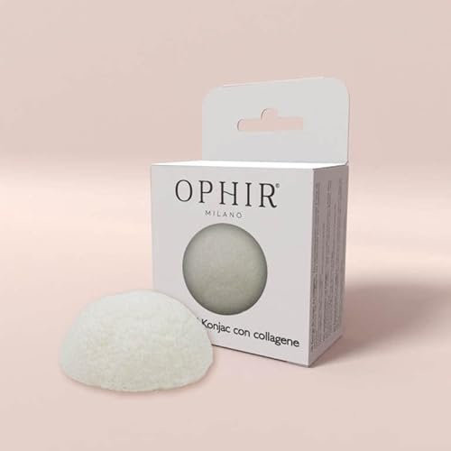 OPHIR Spugna Konjac con Collagene - Spugna naturale per il viso - Spugna per la pulizia e l'esfoliazione del viso - Contro le rughe e con azione riparatrice
