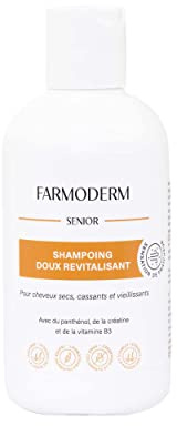 Farmoderm Senior Mild revitaliserande schampo – Dagligt schampo för tunnare hår och håravfall – för torrt, sprött och åldrande hår – stimulerar hårtillväxt – män och kvinnor