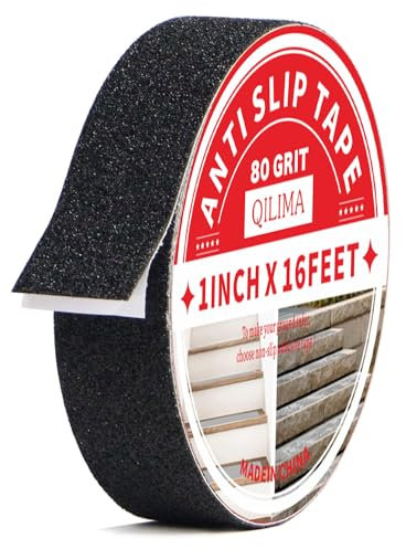QILIMA Nastro Adesivo Antiscivolo, Nastro Antiscivolo da Esterno, Strisce Adesive Antiscivolo per Scale, Antiscivolo Nastro, Adesivi per Gradini Scale, per Interni ed Esterni, Nero 2.5cm*5m