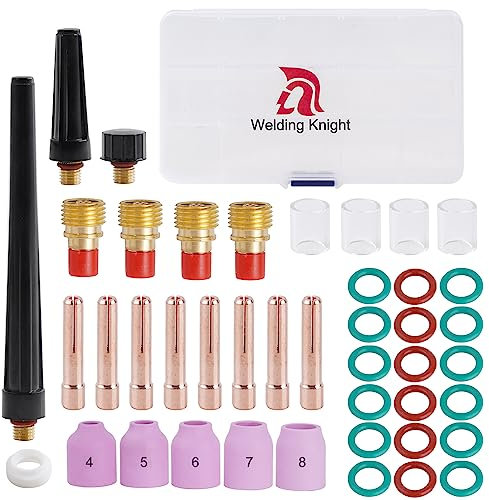 Welding Knight WIG-Schweißbrenner, 43 Stück, Gaslinse Nr. 10, Glasbecher, Zubehör-Set für WIG WP-9/20/25