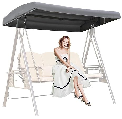 DFANCE Replacement Canopy for Swing Seat 2 3 Seater Hammock Cover Top Garden Outdoor,Sunscreen Patio Swing Canopy Cover Waterproof Swing Top Cover,Grey,190T:213 * 122 * 18/23cm
