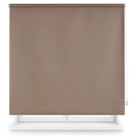 INTERBLIND Verdunkelungsrollo, glatt, hochwertig, Größe 140 x 230 cm Breite x Höhe – Stoffmaß 137 x 225 cm – Thermisch Taupe – Licht- und Kälte-Isolierung