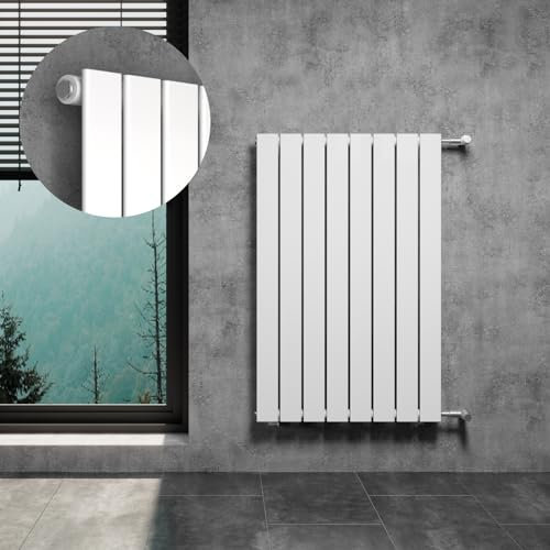 WITEN&NOCK POSTA Designheizkörper Austauschheizkörper Flach Paneelheizkörper mit Seitenanschluss Nabenabstand 900 mm inkl. Montageset Weiß