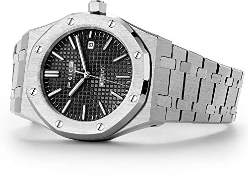 FEICE Herren Automatik Mechanische Uhr Kleideruhren für Herren Schwarzes Zifferblatt wasserdichte Sportarmbanduhr