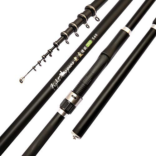 DOBRVVGT Teleskoprute,Angelrute Tragbare Harte Karpfenstange 2.4m 3m 3,6 m 4,5 m 5,4 m 6,3 m 7,2 mt Teleskope Meer Angelrute Spinnstange Kohlefaser Ultralight Hard (Size : 4.5 m)
