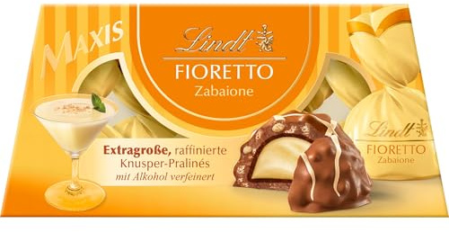 Lindt Schokolade | FIORETTO Präsent Zabaione | 138g | 6 Vollmilch-Pralinen mit Zabaione-Trüffel-Füllung mit knusprigem Crisp, mit Alkohol | Schokoladen-Geschenk