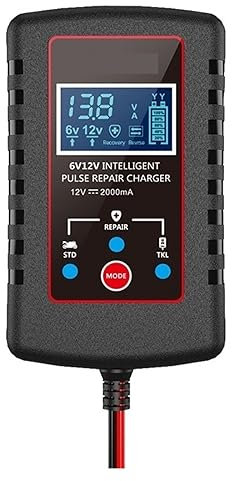 nmbhus Caricabatteria for Auto 12V 6V Caricabatteria for Batteria al Piombo Completamente Automatico Digitale 2A Riparazione Impulso for Auto Giocattolo for Bambini Moto
