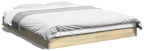 CIADAZ Bettgestell Sonoma-Eiche 160x200 cm Holzwerkstoff, Bett, Bettgestell, Jugendbett, Schlafzimmer Bett, Bed Frame -842009