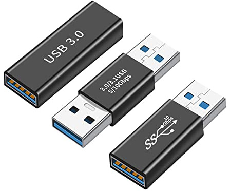 HIEbee 3arten USB 3.0 apters kit, USB 3.0 weiblich zu weiblich und männlich zu männlich und weiblich zu männlich, High Speed Convert Extension Coupler Connector konvertieren, schwarz
