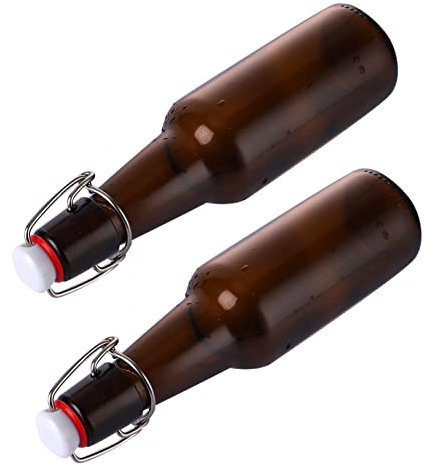 COLLBATH 2pcs Thick Glass Buckle Juice Bottle Beer Bottle Enzyme Storage Kitchen Leakproof and Sealed