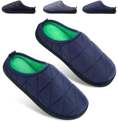 WUAYAMI Pantofole da Uomo Donna in Memory Foam Invernali Ciabatte Casa Comode Pelose Inverno Scarpe di Cotone Morbida Slippers Winter Antiscivolo Blu, 38/39 EU