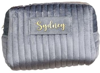Reise Kosmetiktasche mit Namen Kleine Make up Tasche Cord Schminktasche Kulturbeutel Damen Kosmetiktasche für Frauen Kulturtasche für Make-up Pinsel und Beauty Utensilien (Klein)