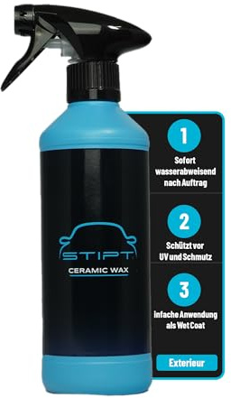Stipt Ceramic Wax - Luxuriöser Quick Detailer mit Keramikbeschichtung - Sprühwachs & Nasslack für tiefen Glanz und Schutz - Hydrophob und UV-beständig - 500ml Auto Wachs Versiegelung für Lackschutz