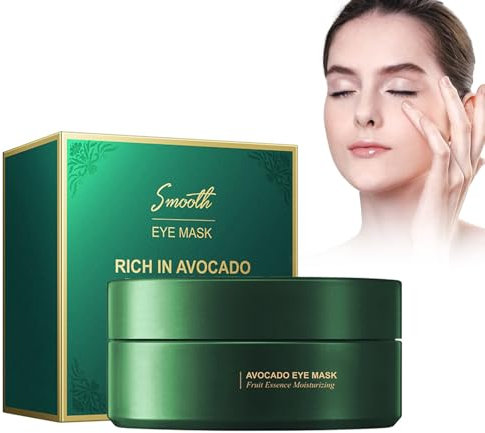 Tkekruh Patch Occhi 60 Pcs, Cuscinetti per gli Occhi, Maschera Idratante per Occhi Idratante Avocado, Anti-Invecchiamento, Riduce gli Occhi Scuri, le Rughe, Idratanti Profondamente