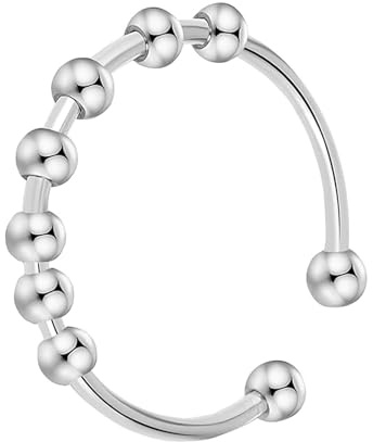 Anxiety Anello da donna in argento contro l'ansia panico Fidget attacchi di panico regolabili in acciaio inox, anello per pollice, anello di ansia, antistress per le donne