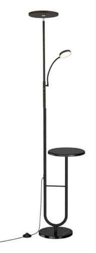 LuminexDesigns Floor Lamp for Living Room, 42W Uplighter Floor Lamp with Shelf, 3800LM Super Bright LED Dimmable Standing Corner Lamp with Remote, Black Tall Lamp for Bedroom Reading