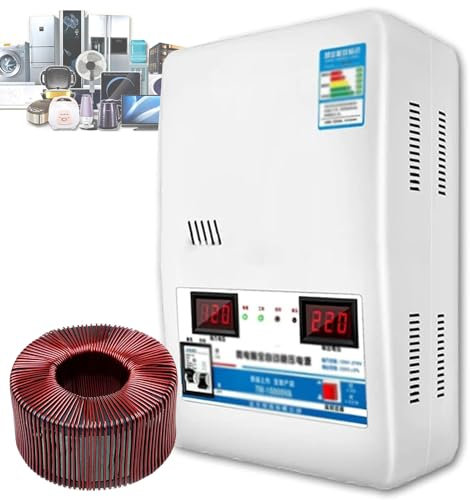 Stabilizzatore di tensione 220 V, 15000 W, regolatore di tensione completamente automatico con doppio display digitale, regolatore di tensione CA in rame puro - 6 protezioni principali
