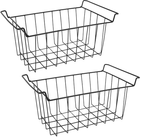 DAGLLGEW Coldages d'organisateurs de congélateur à Poitrine 2pcs Paniers de congélateur en Fil métallique pour congélateur coffrant Panier de congélateur coffrant empilable pour armoires Souplayées