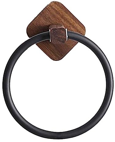 Selbstklebender Ringhalter für Aluminium, Holz, montiert an der Wand, mattschwarz, Küche, Bad, Werkstatt, stilvoll und kratzfest, selbstklebende Ringablage, elegante Unterstützung für Ringe und
