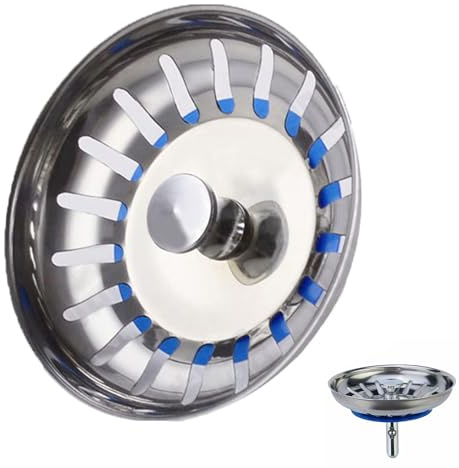 Universal 80 mm Küchenspüle Siebkörbchen, Edelstahl Waschbecken Abflussstopfen, Waschbeckensieb, Spüle Siebstöpsel für Küchenwaschbecken