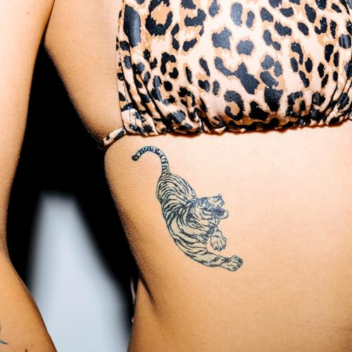 gotink Temporäre Tattoos – Tiger – Vegane & Wasserfeste Klebetattoos für Erwachsene – EU-Kosmetikzertifiziert – Cooles 2 Wochen Fake Tattoo