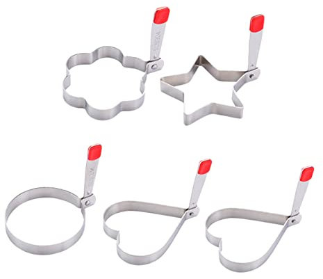 ABOOFAN Moldes De Acero Inoxidable Para Freír Huevos 5 Unidades Plegable Ideal Para Tortillas Fácil De Usar